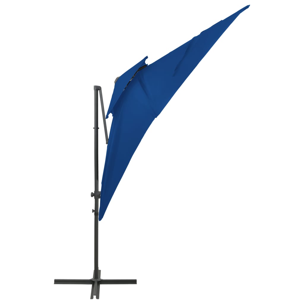 vidaXL Závesný slnečník s dvojitou strieškou azúrovo-modrý 250x250 cm
