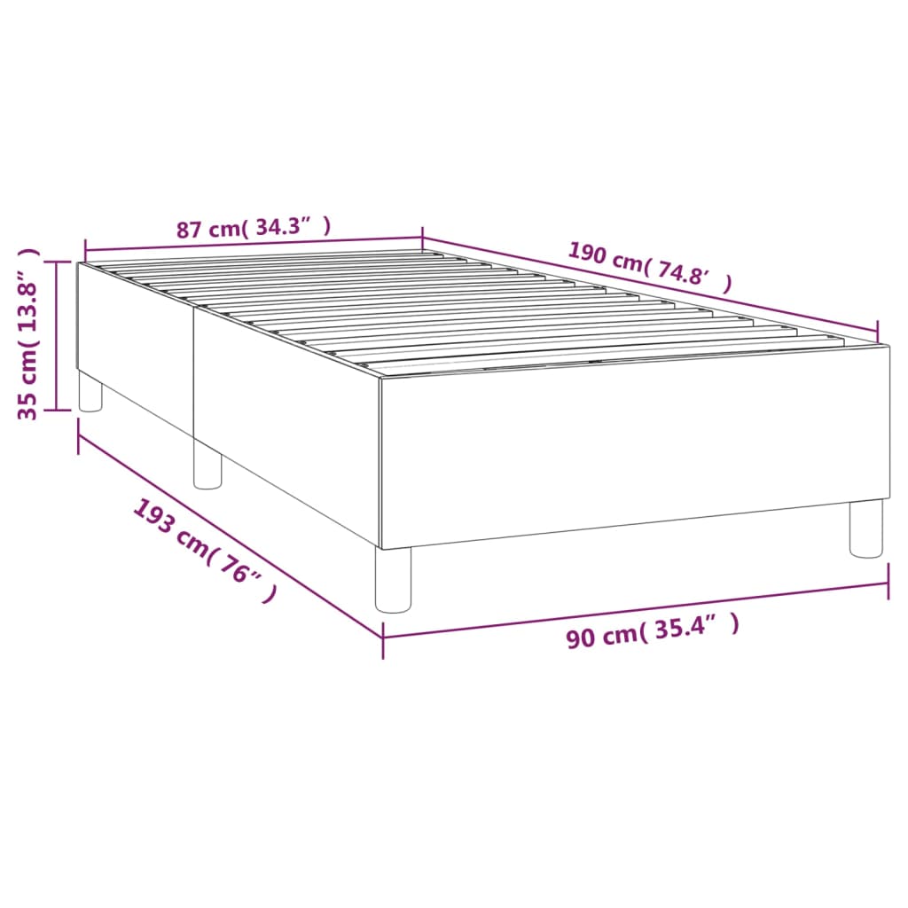 vidaXL Posteľ bez matraca tmavomodrá 90x190 cm zamat