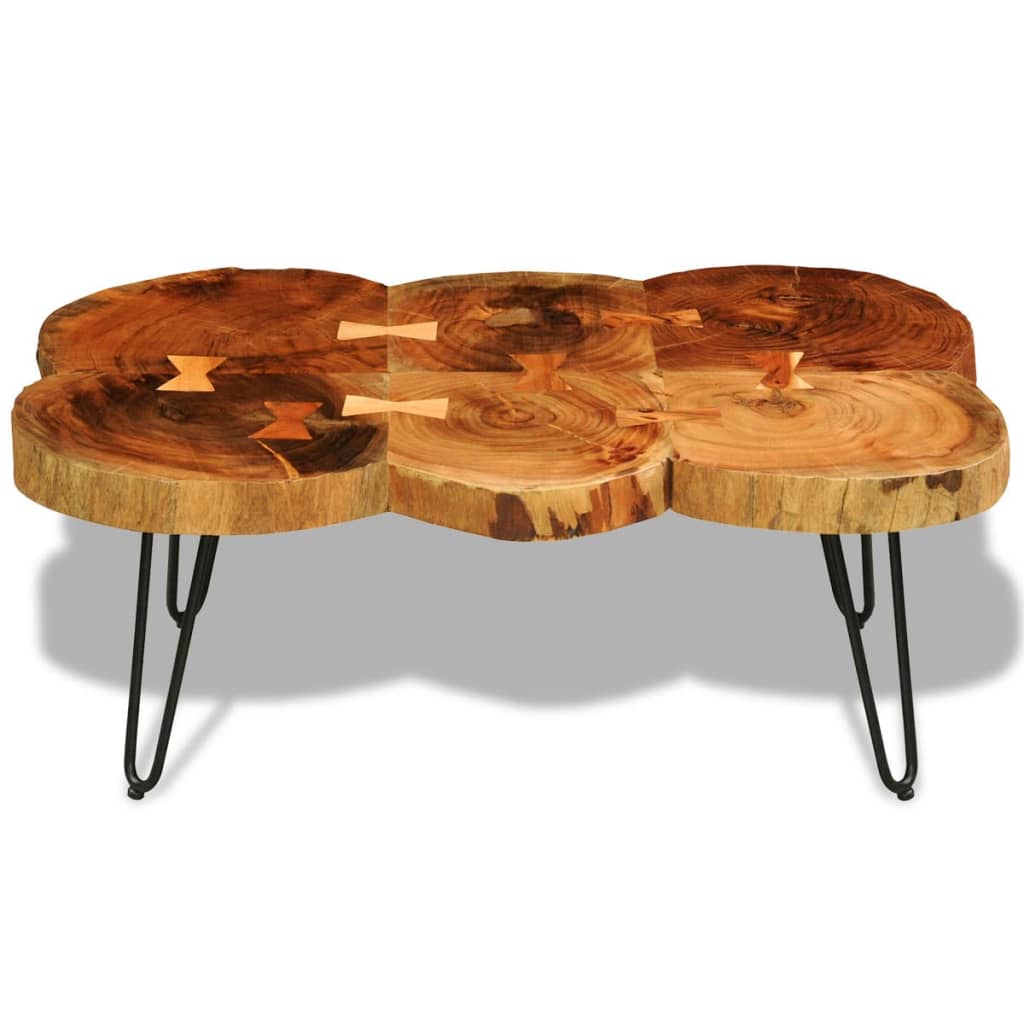 vidaXL Konferenčný stolík 35 cm, 6 kmeňov, drevený masív sheesham