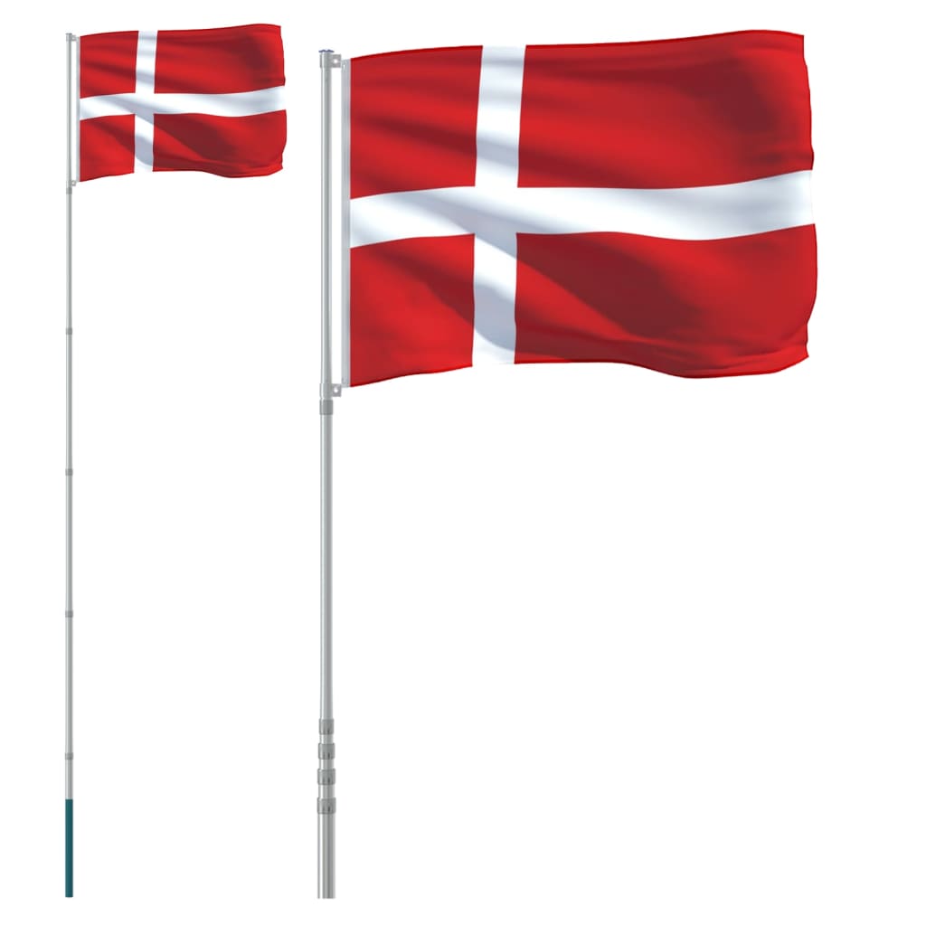 vidaXL Vlajka Dánska a tyč 5,55 m hliník