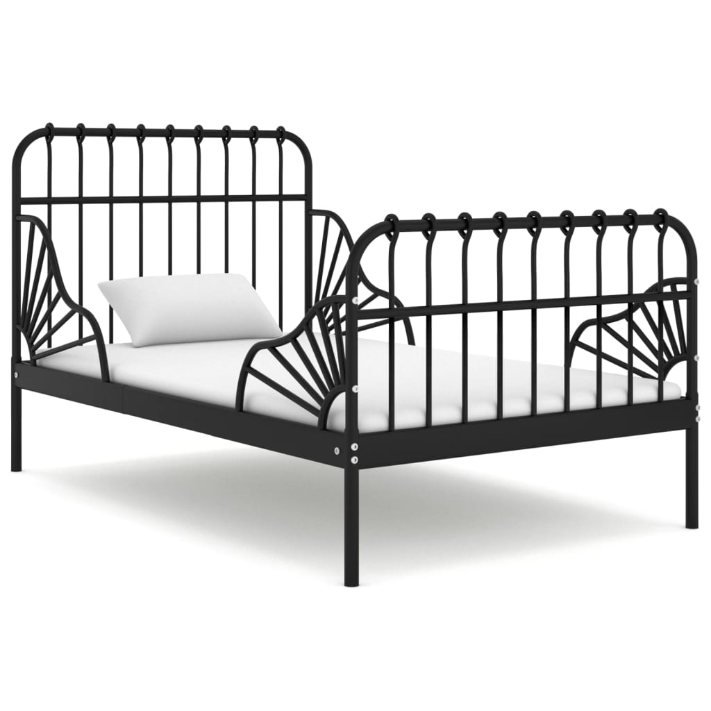 vidaXL Rozšíriteľný posteľný rám čierny kovový 80x130/200 cm