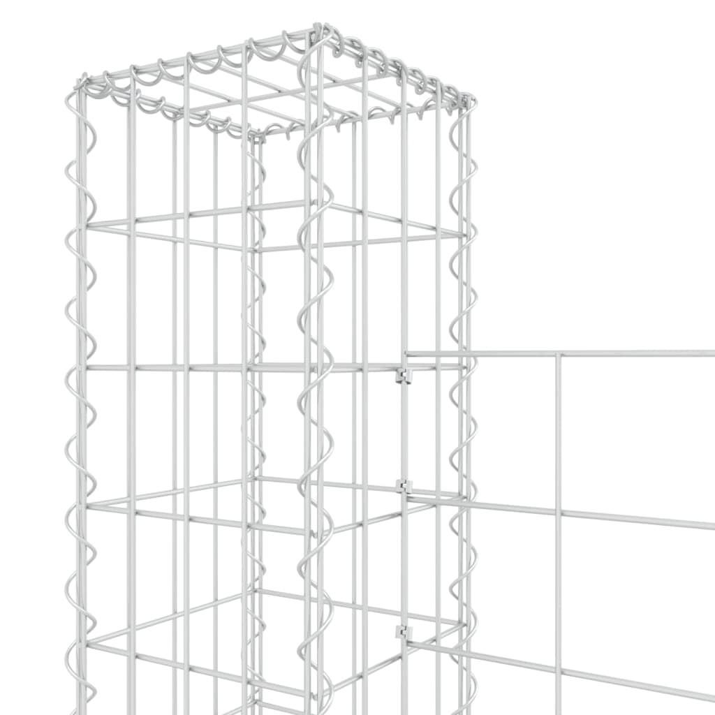 vidaXL Železný gabiónový kôš v tvare U so 7 stĺpmi 740x20x150 cm