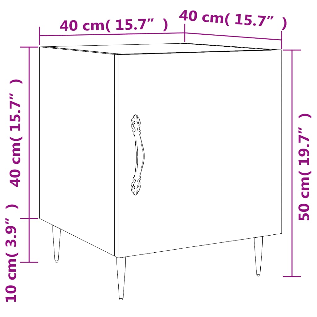 vidaXL Nočný stolík vysoký lesk biela 40x40x50 cm kompozitné drevo