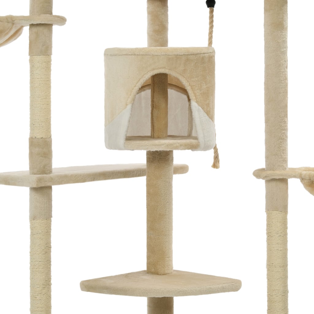 vidaXL Škrabadlo pre mačky so sisalovými stĺpikmi, 203 cm, béžové a biele
