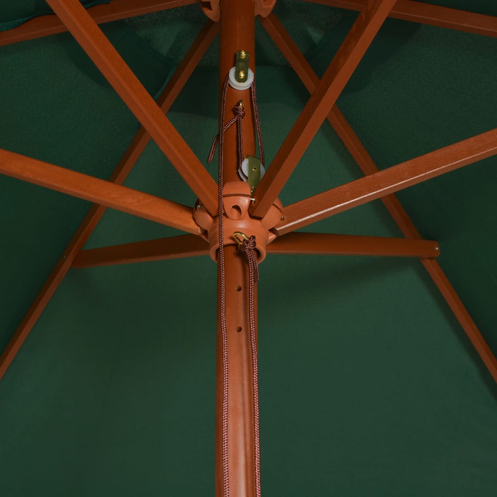 vidaXL Slnečník, drevená konštrucia, 200x300 cm, zelený
