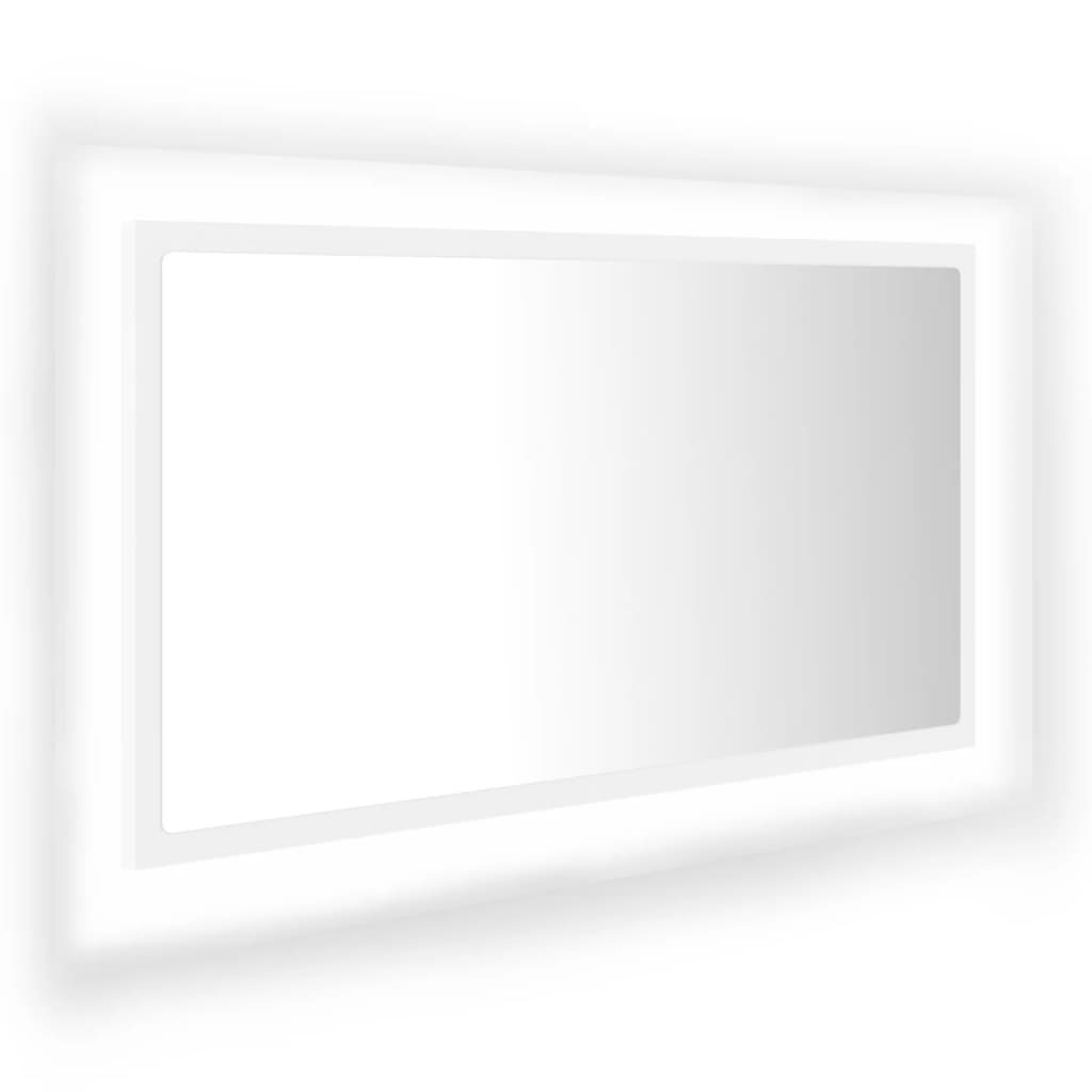 vidaXL Kúpeľňové zrkadlo s LED, biele 80x8,5x37 cm, akryl