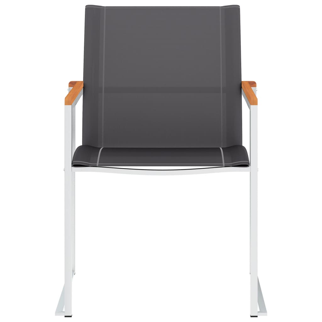 vidaXL Záhradné stoličky 2 ks sivé textilén a nehrdzavejúca oceľ