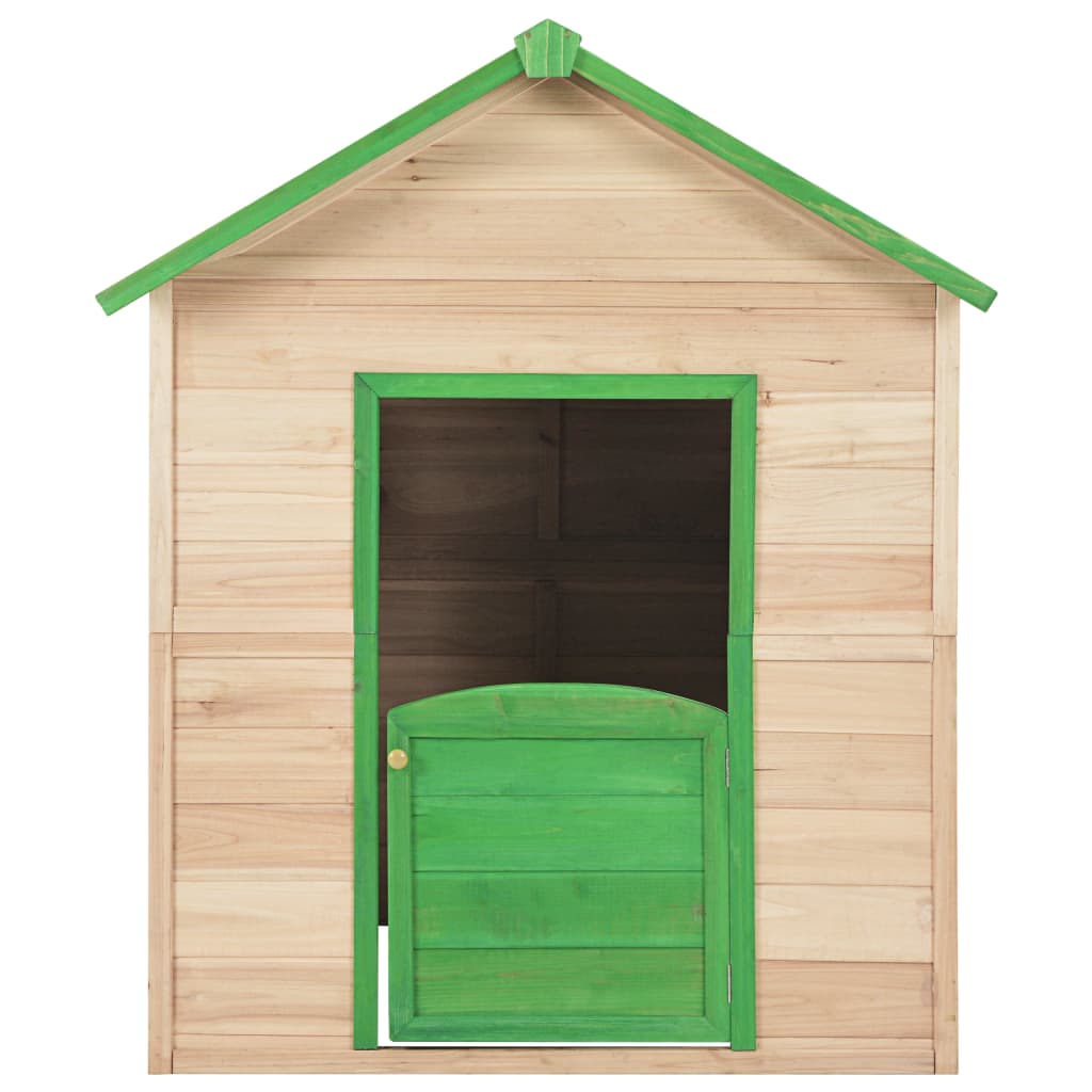 vidaXL Detský domček na hranie, jedľové drevo, zelený