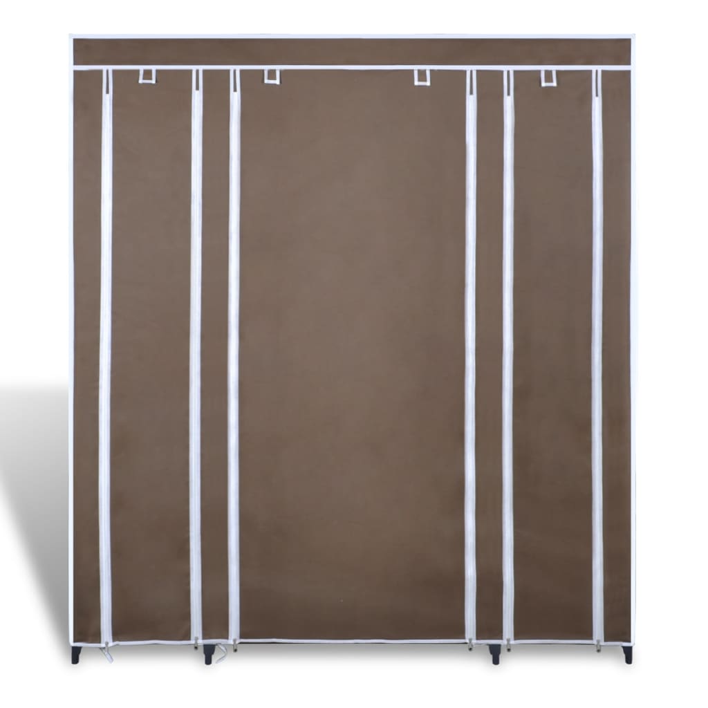vidaXL Látkový šatník s priečinkami a tyčami 45x150x176 cm, hnedý
