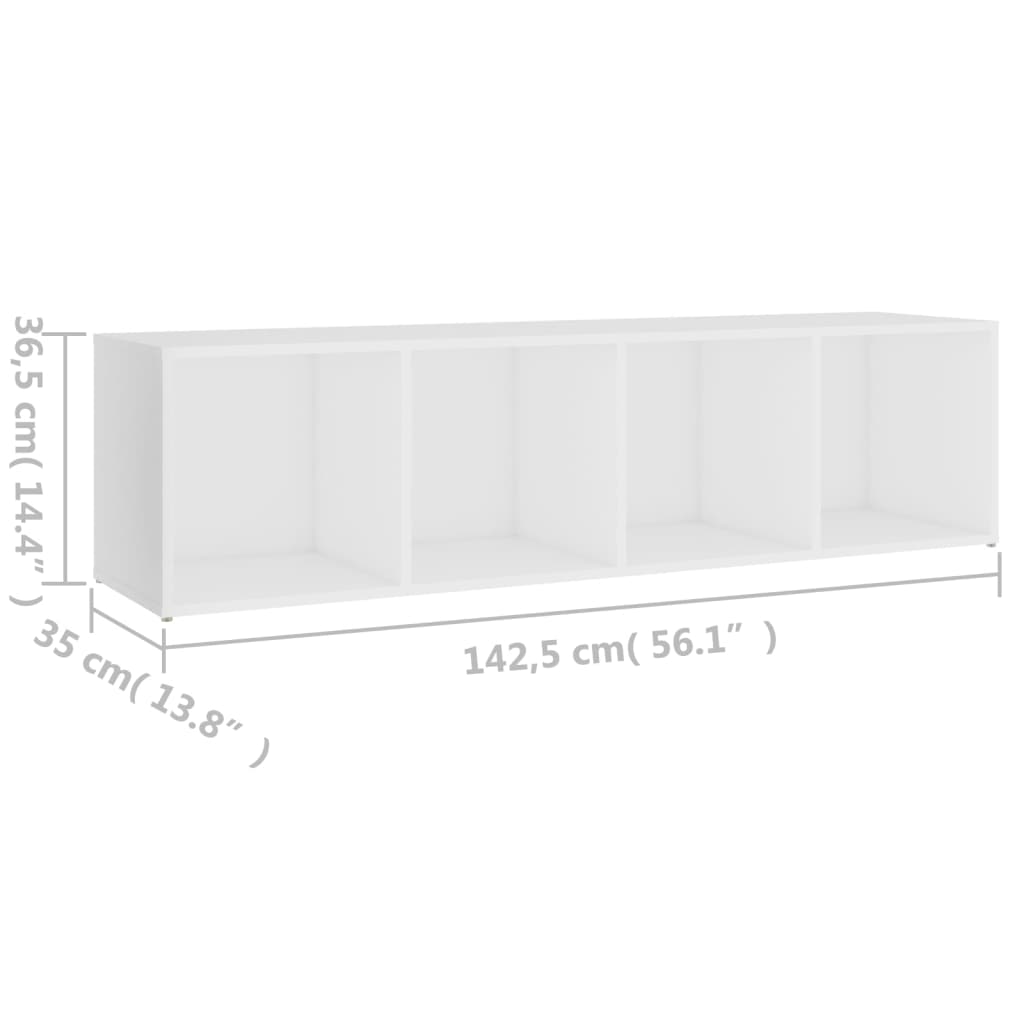 vidaXL TV skrinka, biela 142,5x35x36,5 cm, kompozitné drevo