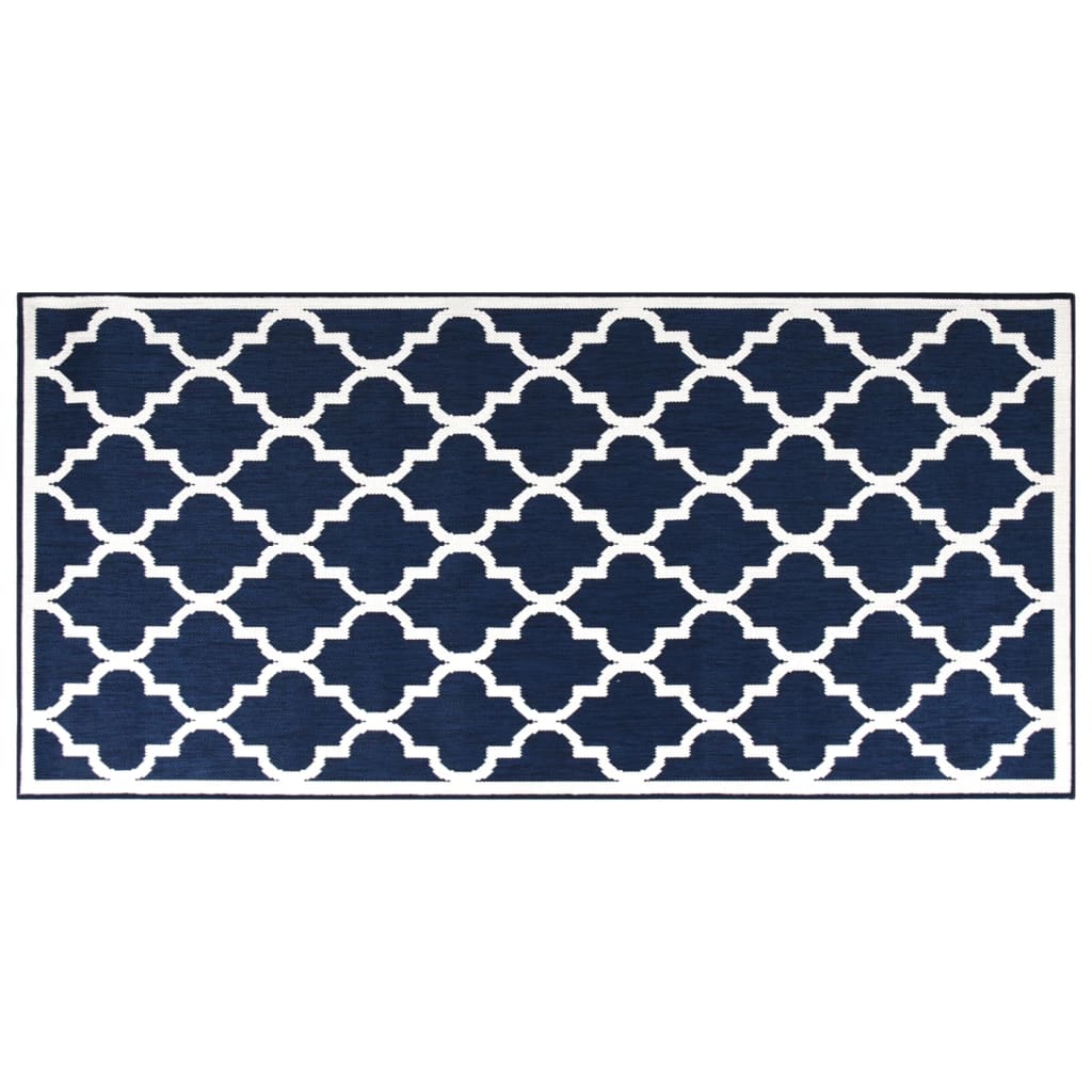 vidaXL Vonkajší koberec námornícky modrý a biely 80x150 cm obojstranný