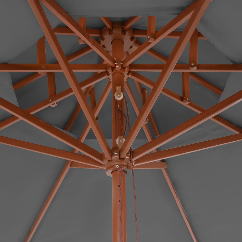 vidaXL Dvojitý vonkajší slnečník s drevenou tyčou 270 cm, antracitový
