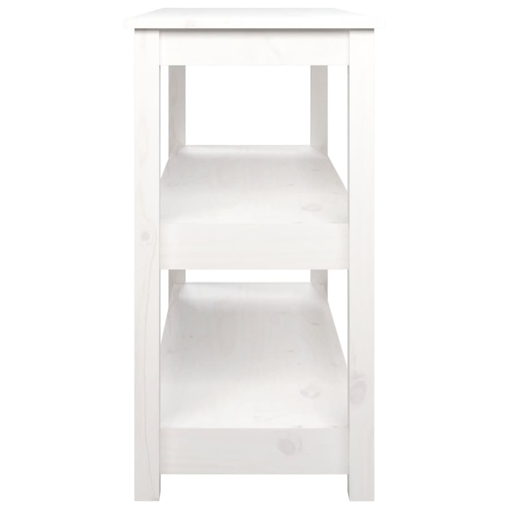 vidaXL Konzolový stolík biely 110x40x74 cm masívne borovicové drevo