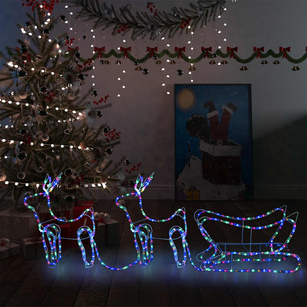 vidaXL Vianočná vonkajšia dekorácia so sobom a saňami 576 LED diód