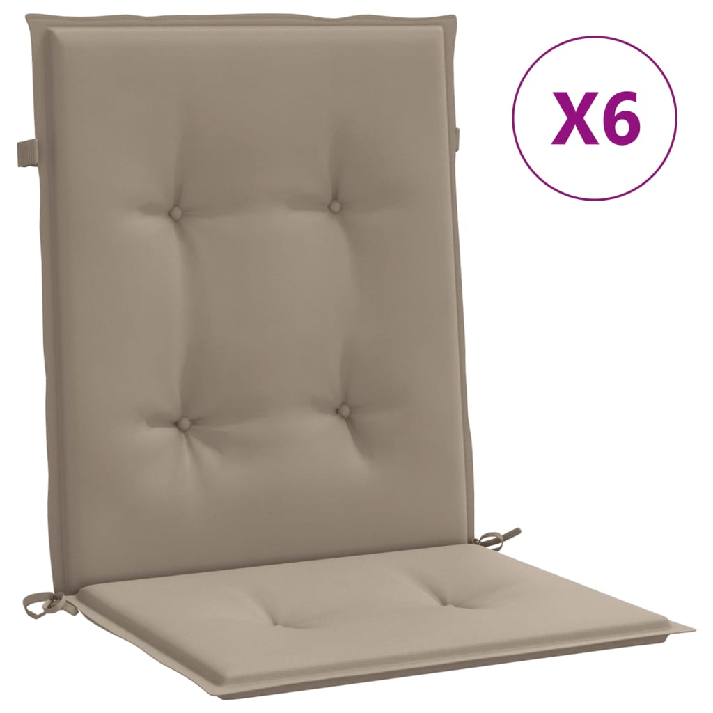 vidaXL Podložky na záhradné stoličky, nízke operadlo 6 ks 100x50x3 cm