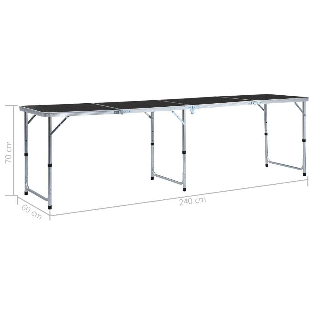 vidaXL Skladací kempingový stôl sivý 240x60 cm hliníkový