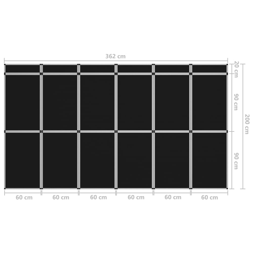 vidaXL 18-panelová skladacia výstavná stena 362x200 cm, čierna