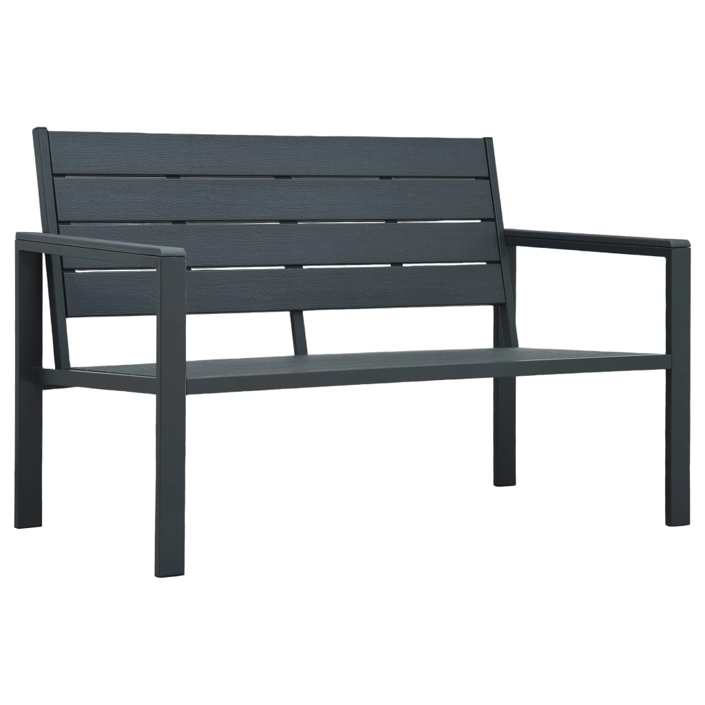 vidaXL Záhradná lavička 120 cm, HDPE, sivá, drevený vzhľad