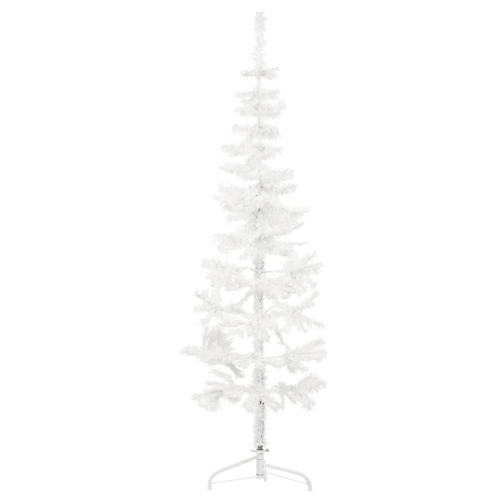 vidaXL Umelý vianočný polovičný stromček s podstavcom biely 180 cm
