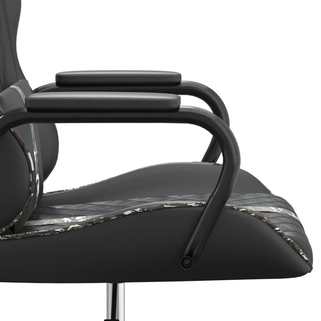 vidaXL Masážna herná stolička maskáčovo-čierna umelá koža