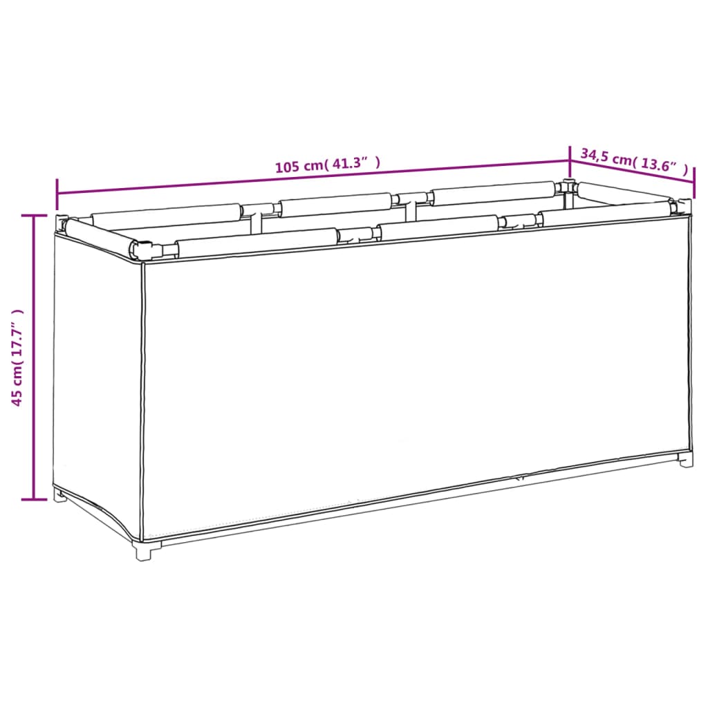 vidaXL Úložný box, sivý 105x34,5x45 cm, látka