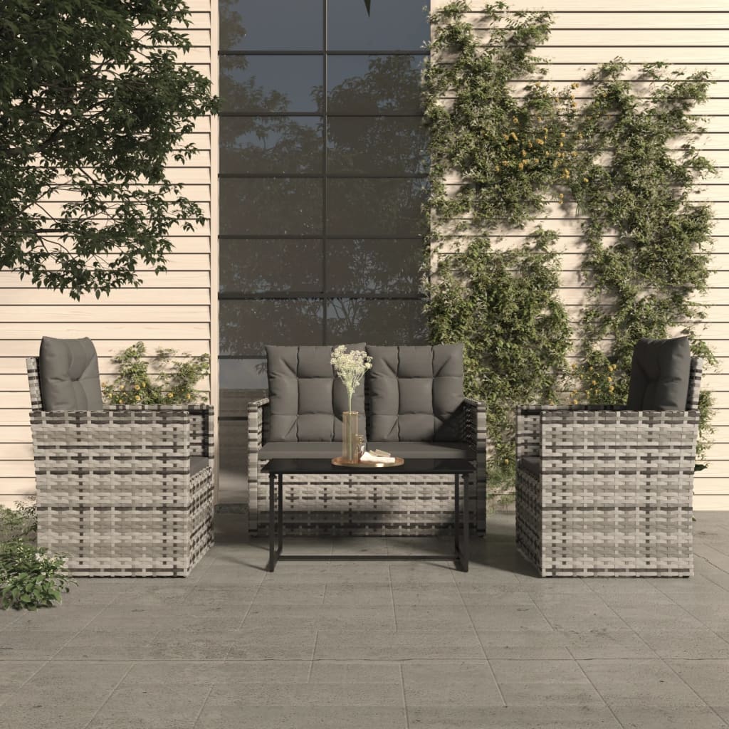 vidaXL4-dielna záhradná sedacia súprava s podložkami polyratan sivá