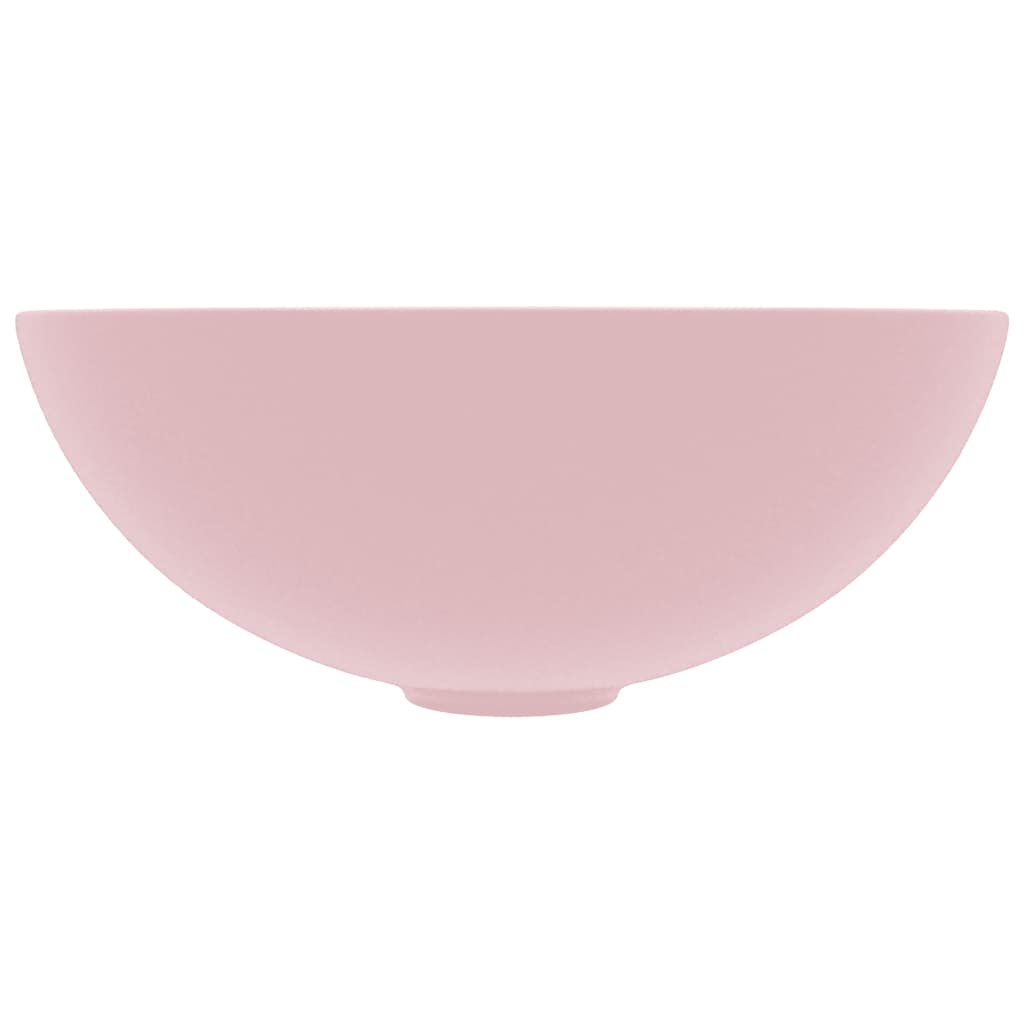 vidaXL Umývadlo do kúpeľne, keramika, matné ružové, okrúhle
