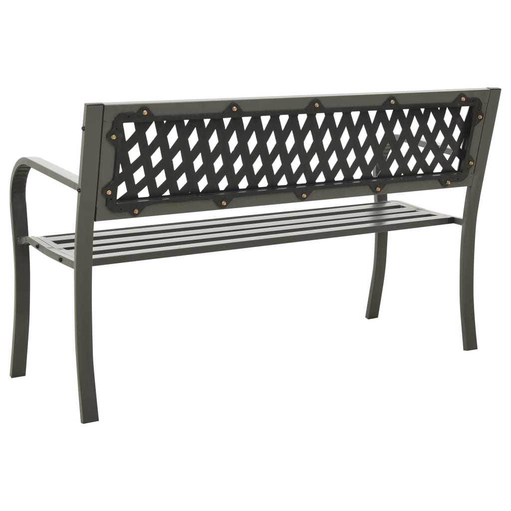 vidaXL Záhradná lavička 125 cm oceľ sivá