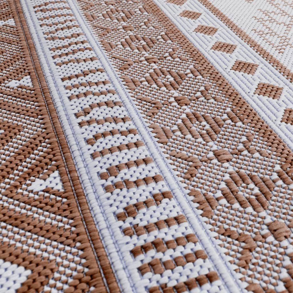 vidaXL Vonkajší koberec hnedo-biely 80x150 cm obojstranný dizajn