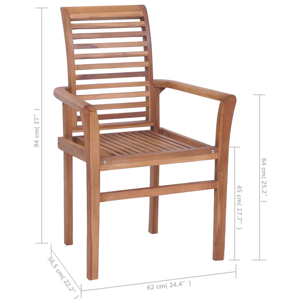 vidaXL Jedálenské stoličky 4 ks krémovo-biele podložky tíkový masív