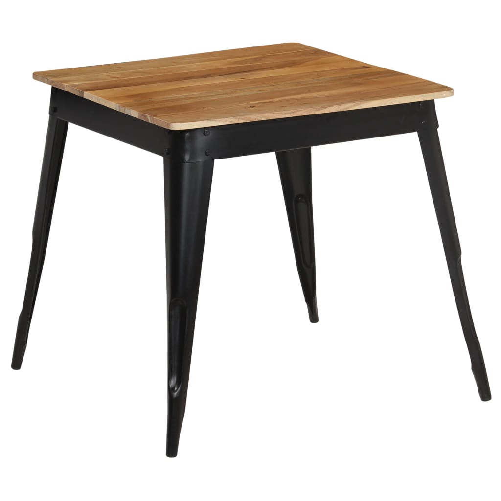 vidaXL Jedálenský stôl z masívneho akáciového dreva a ocele 75x75x76 cm