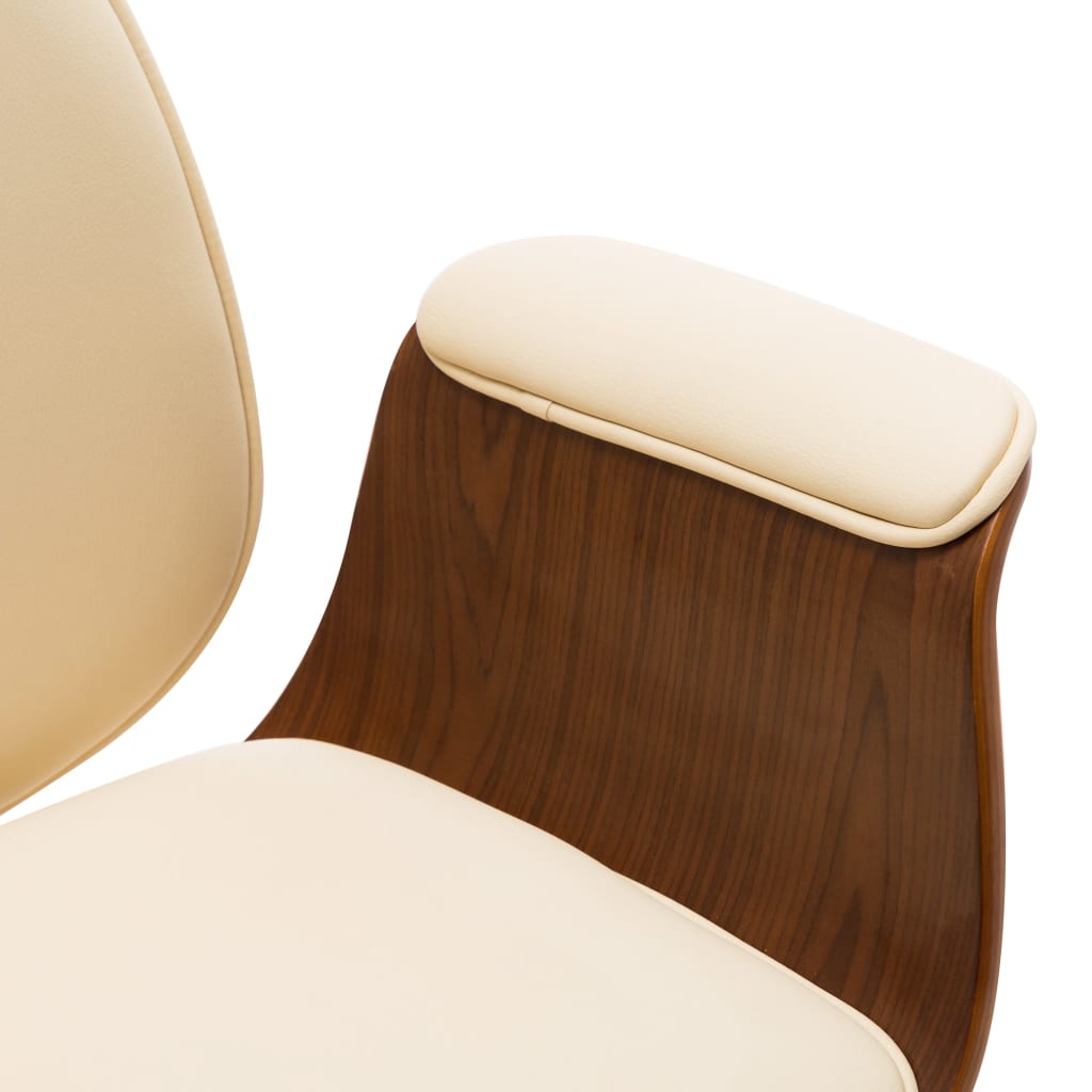 vidaXL Kancelárska stolička krémová ohýbané drevo a umelá koža