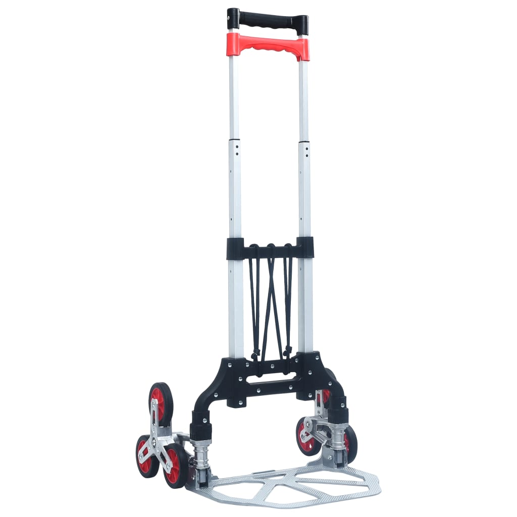 vidaXL Skladací schodiskový vozík strieborný hliníkový 70 kg