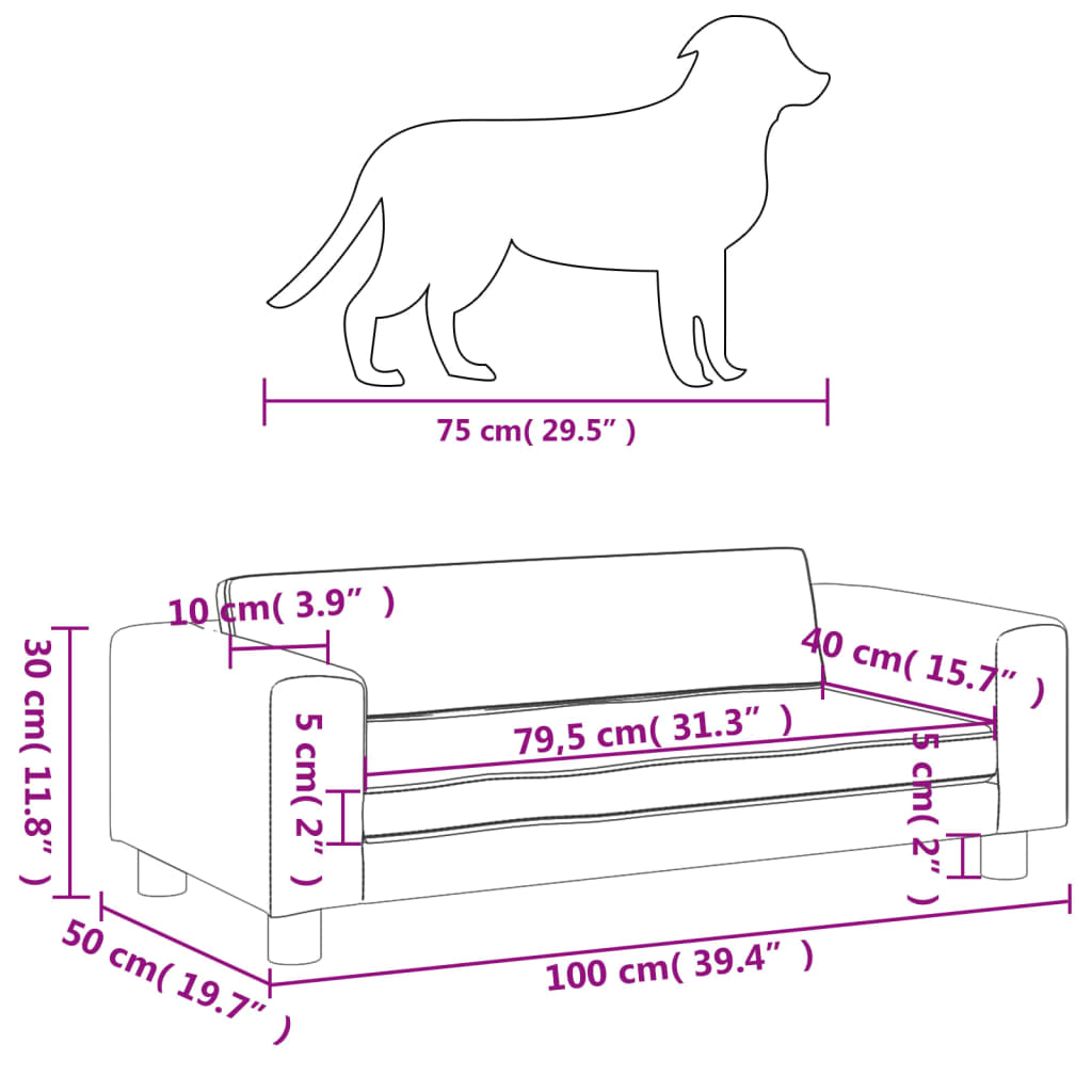 vidaXL Pelech pre psa s nadstavcom hnedý 100x50x30 cm zamat