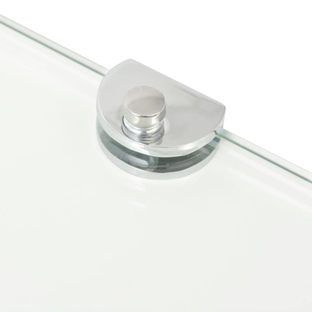 vidaXL Rohová polička s chrómovanými úchytkami z priehľadného skla, 45x45 cm