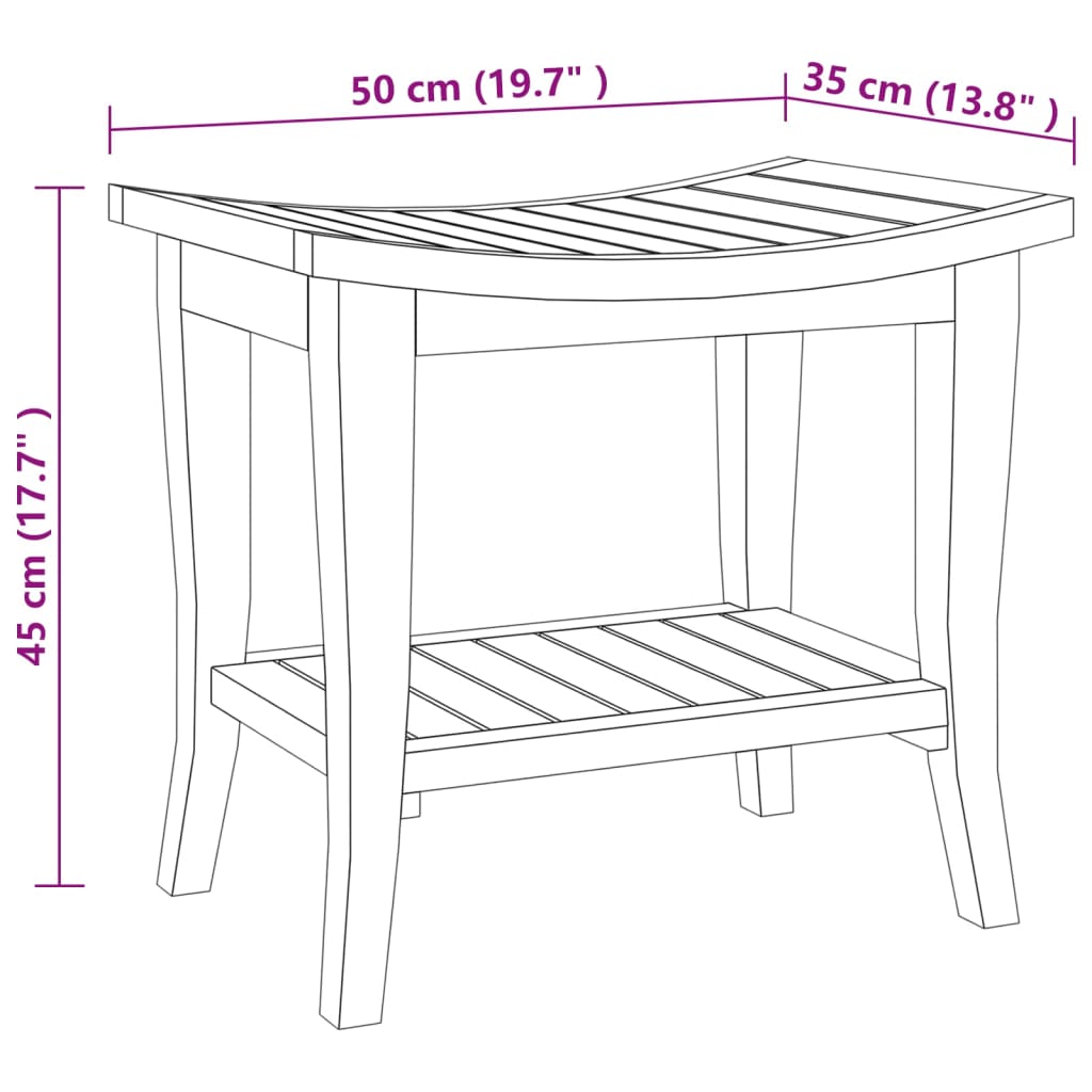 vidaXL Príručný stolík do kúpeľne 50x35x45 cm, tíkový masív