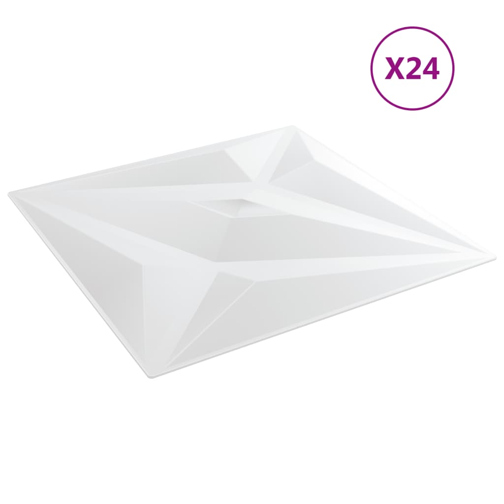 vidaXL Nástenné panely 24 ks, biele 50x50 cm, XPS 6 m² hviezda