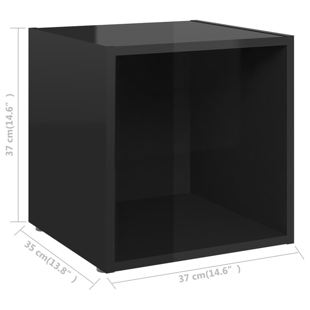 vidaXL TV skrinky 4 ks lesklé čierne 37x35x37 cm drevotrieska
