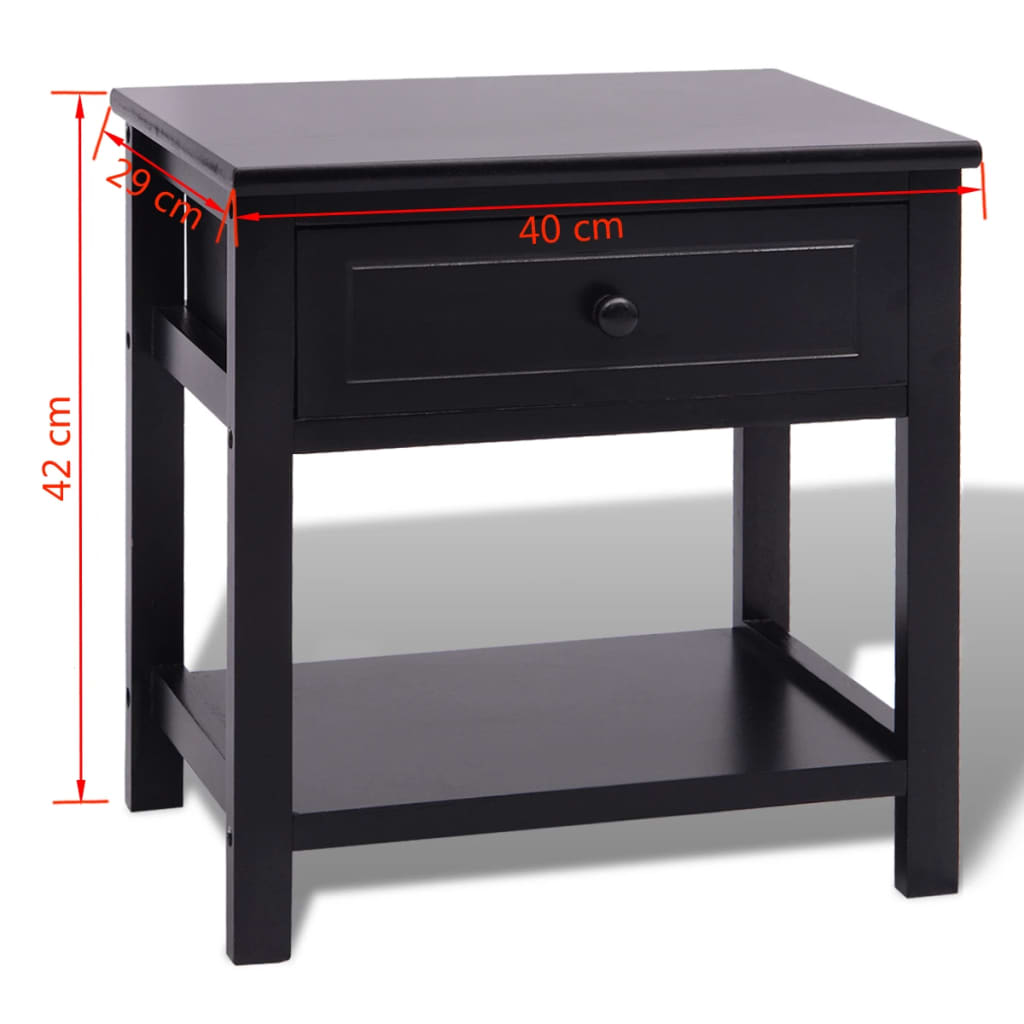 vidaXL Nočný stolík, drevený, čierny