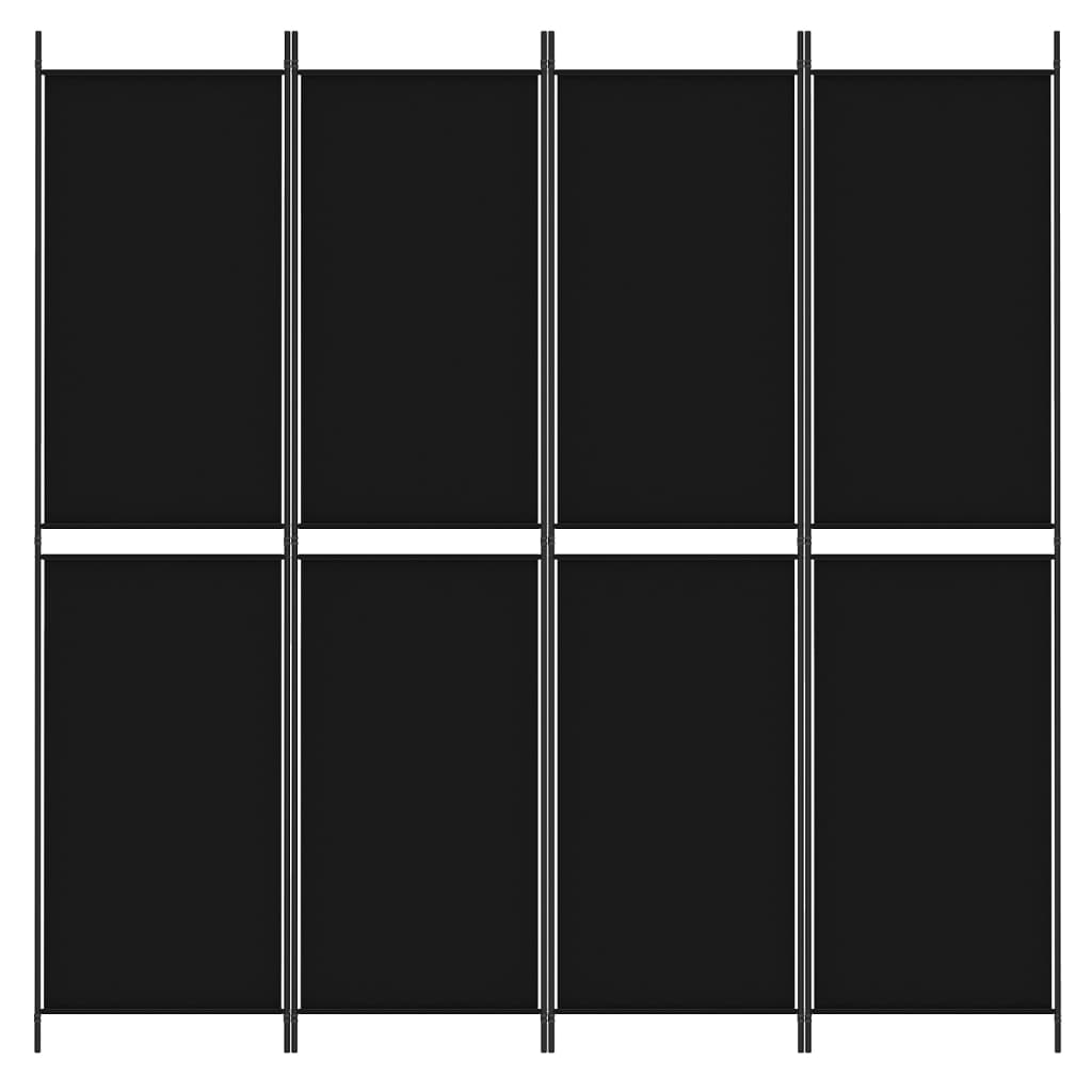 vidaXL 4-panelový paraván čierny 200x200 cm látkový