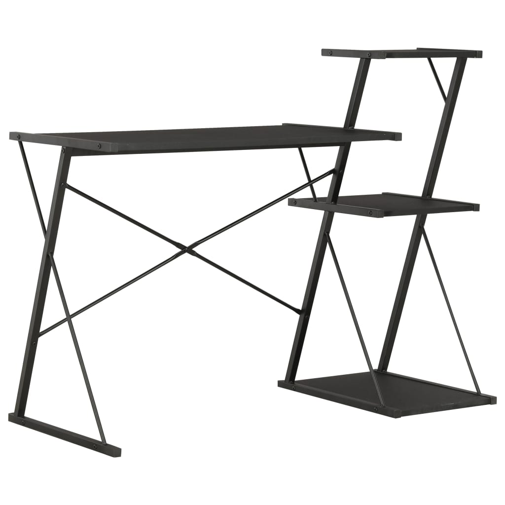 vidaXL Stôl s poličkami, čierny 116x50x93 cm