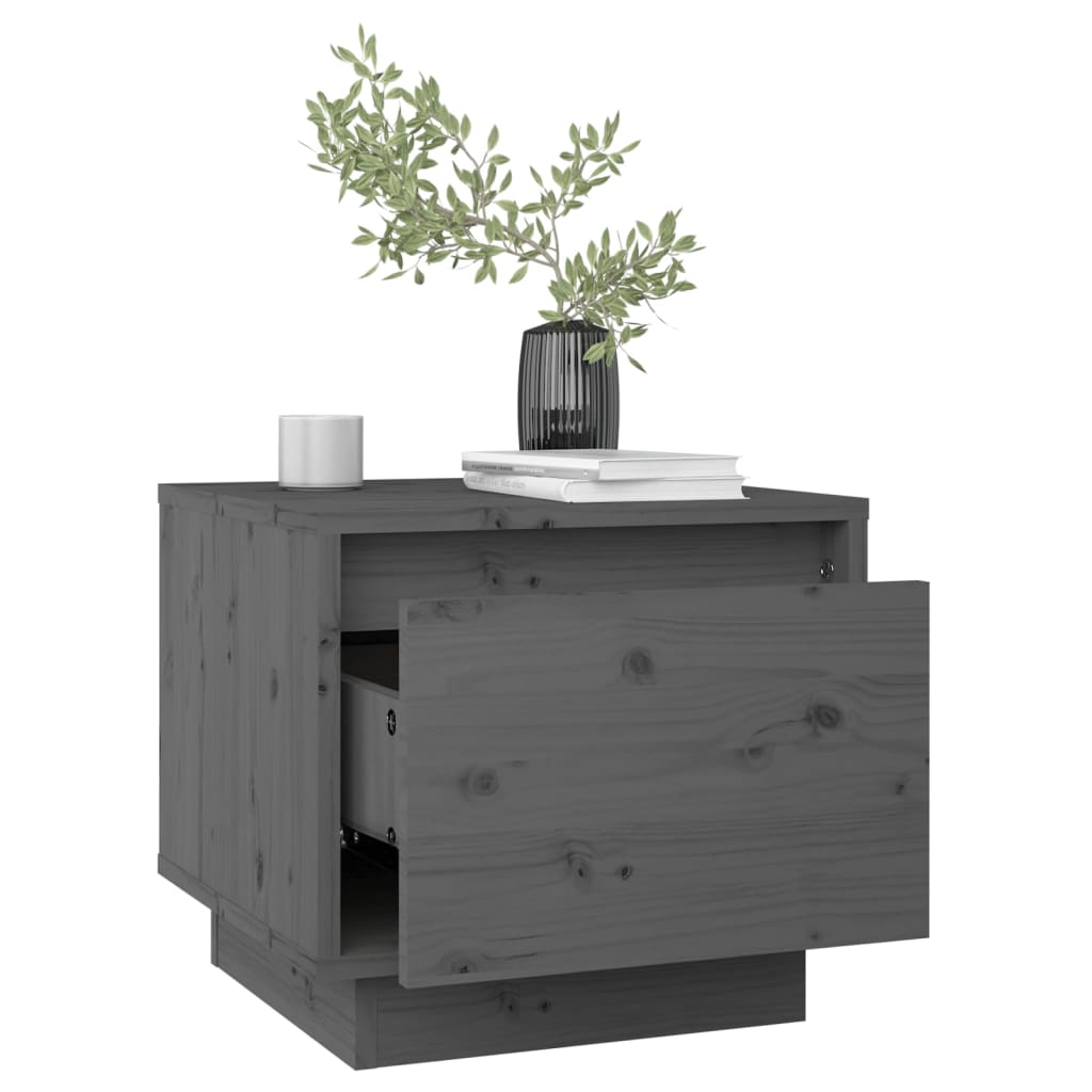 vidaXL Nočný stolík sivý 35x34x32 cm masívne borovicové drevo