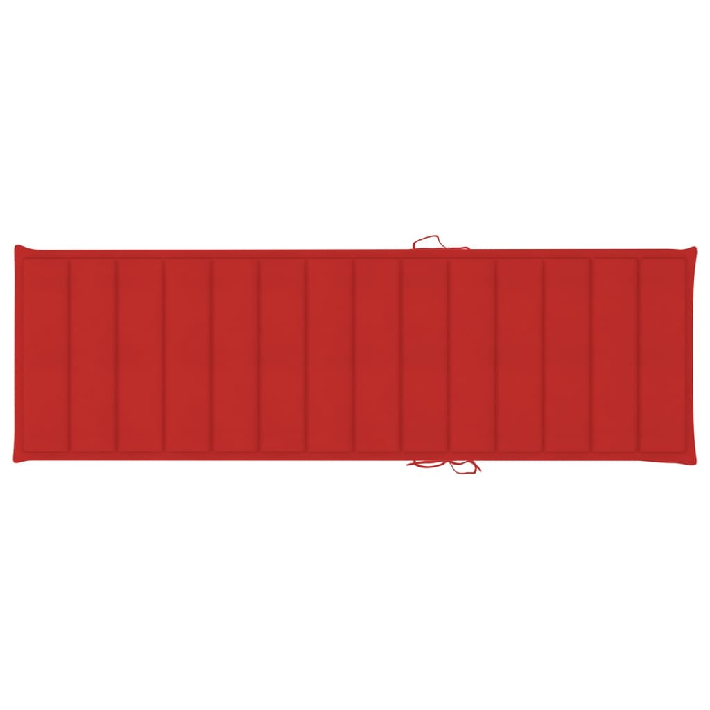 vidaXL Ležadlo s červeným vankúšom impregnované borovicové drevo