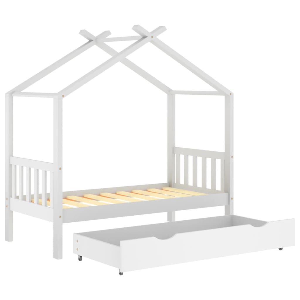 vidaXL Detský posteľný rám so zásuvkou biely borovica 80x160 cm
