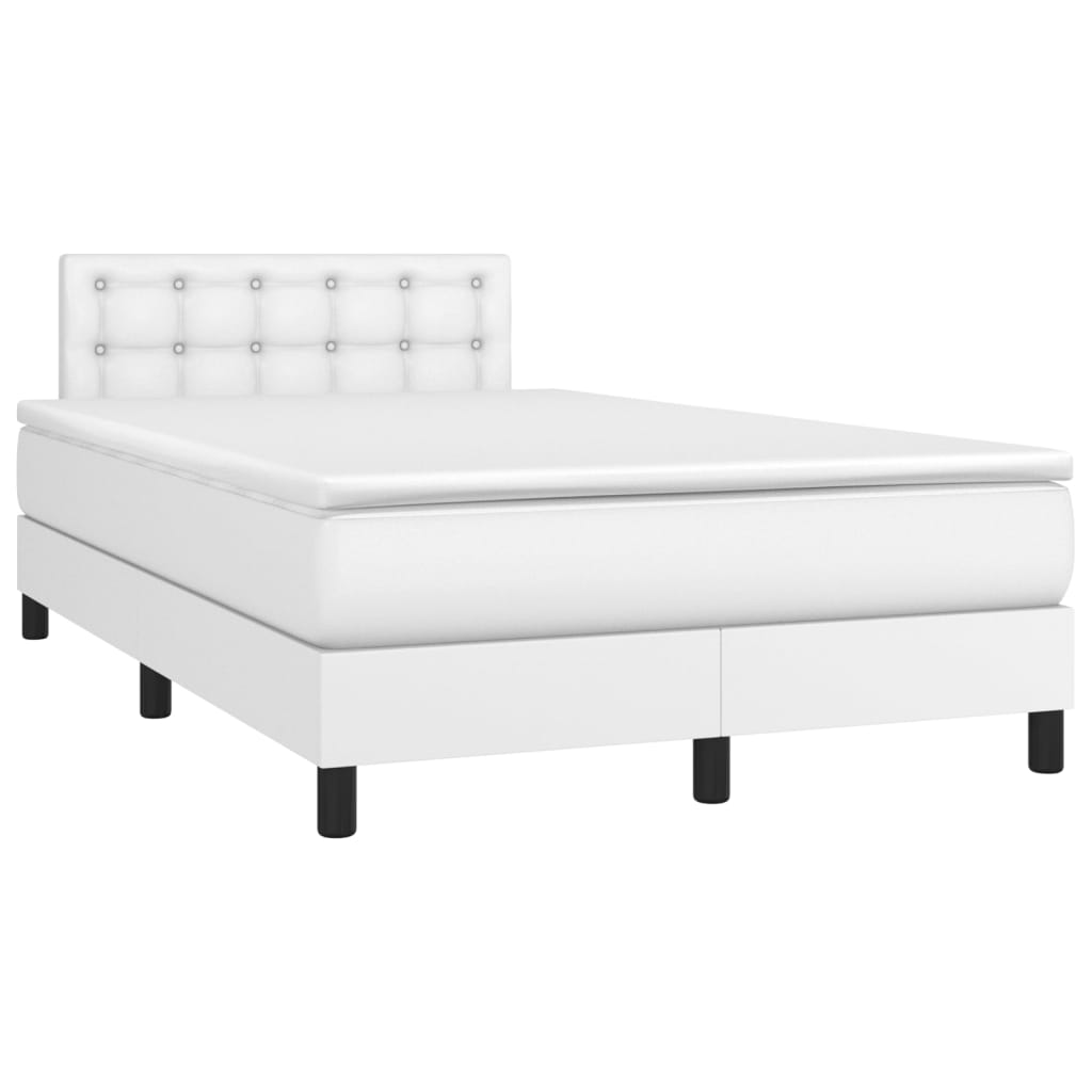 vidaXL Boxspring posteľ s matracom biela 120x200 cm umelá koža