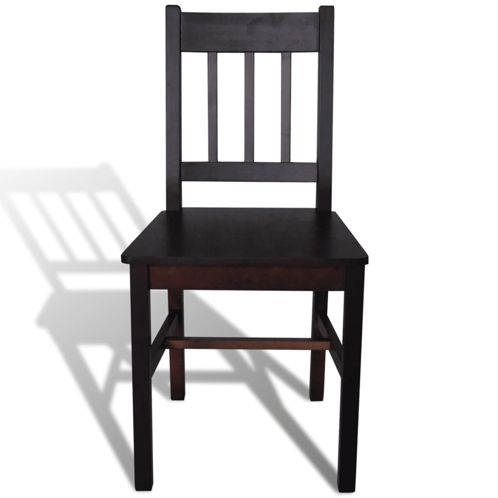 vidaXL Jedálenské stoličky 2 ks, tmavohnedé, borovicové drevo