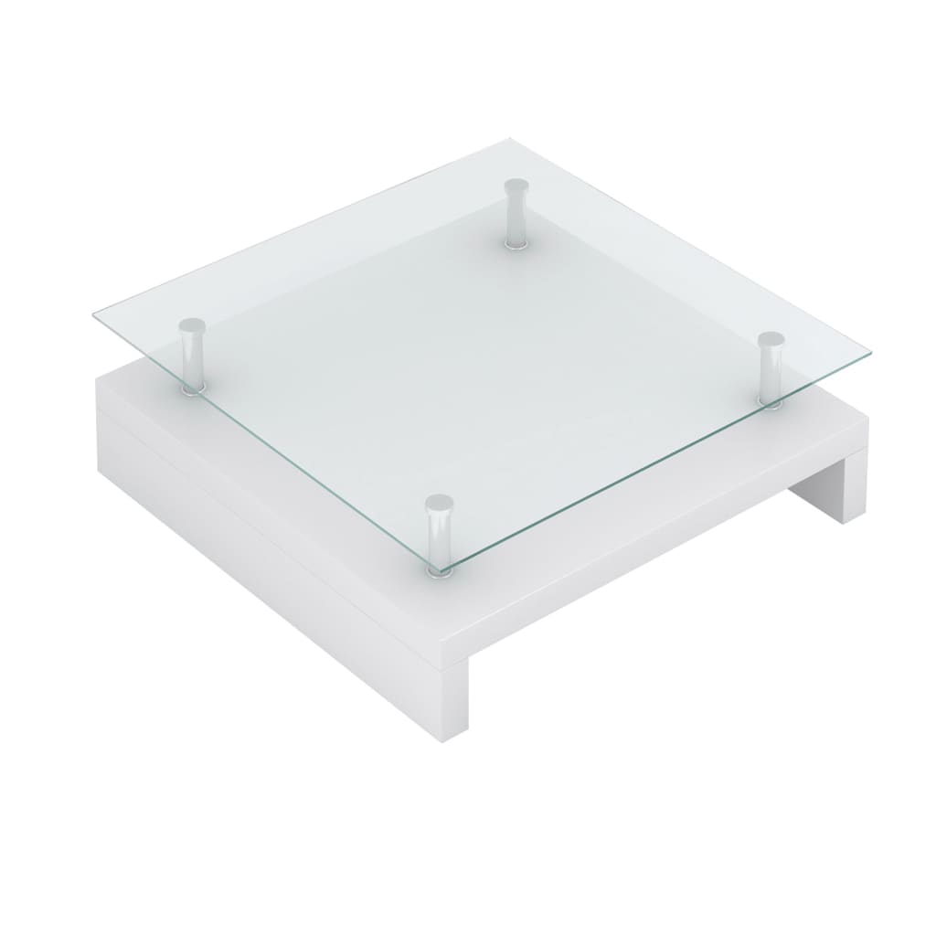 vidaXL Konferenčný stolík so sklenenou doskou, biely