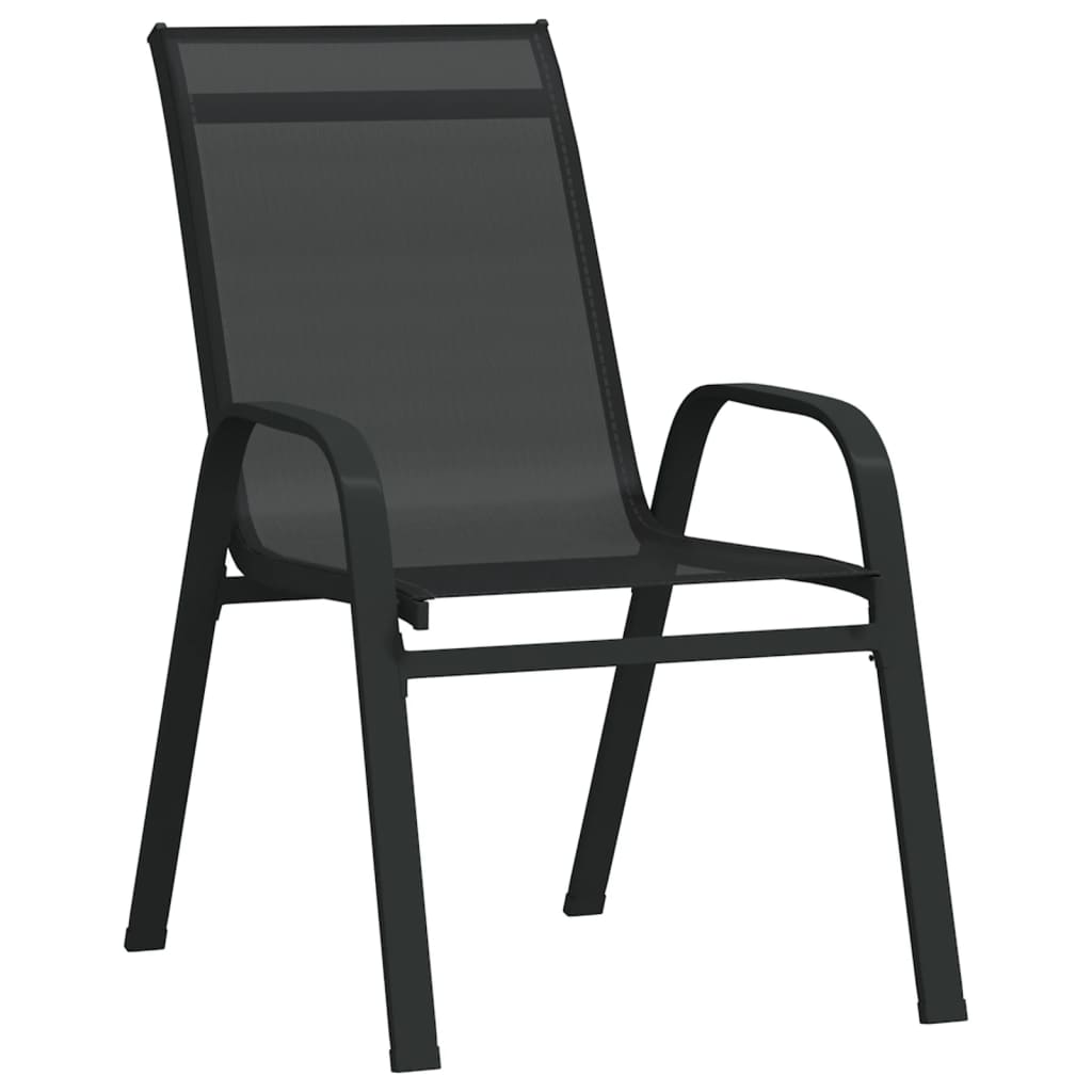 vidaXL Stohovateľné záhradné stoličky 6 ks čierne textilénová látka