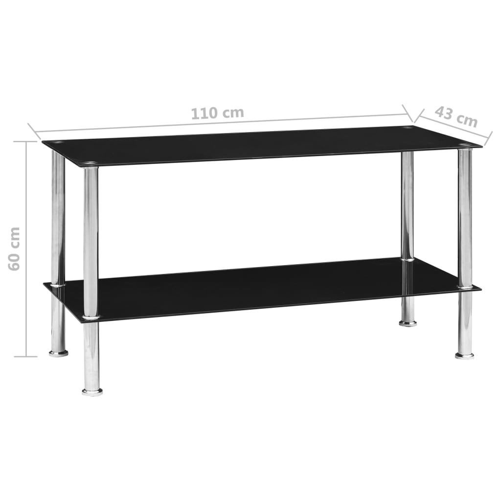 vidaXL Konferenčný stolík čierny 110x43x60 cm tvrdené sklo