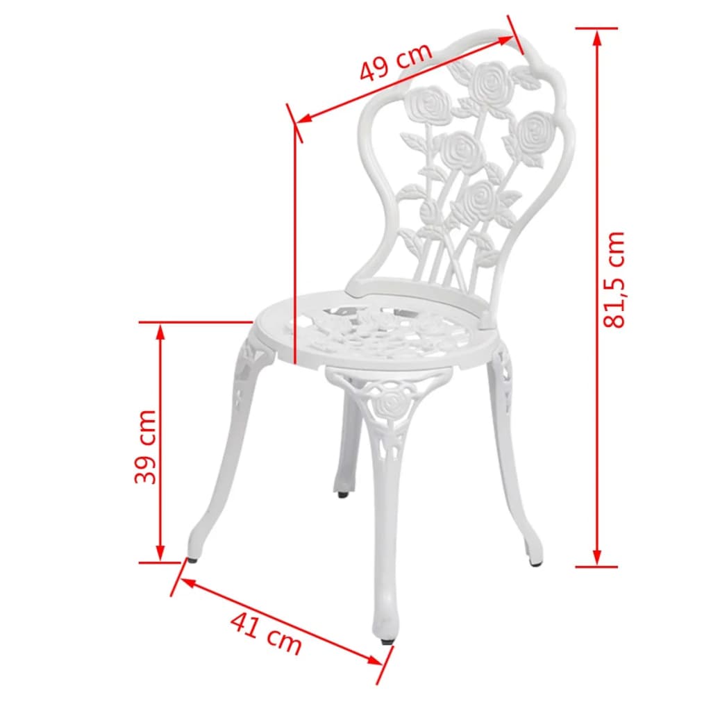 vidaXL Bistro stoličky 2 ks, odlievaný hliník, biele
